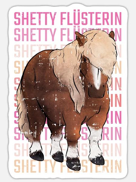 Retro Shetty Flüsterin Spruch Shetland Pony - Sticker Größe S (10 x 10 cm) - Mattweiß