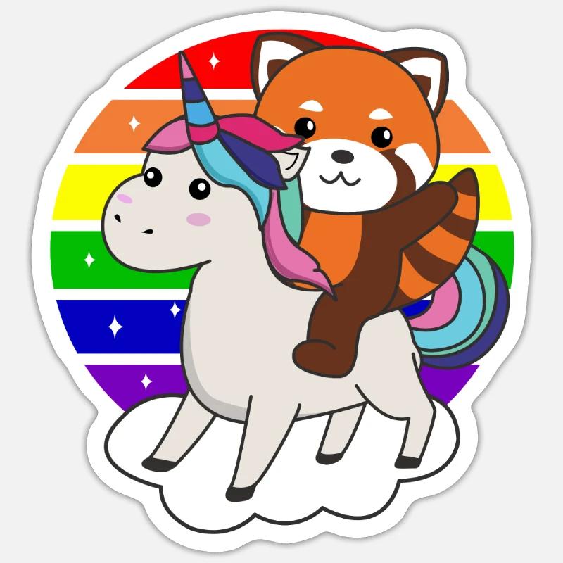Roter Panda Einhorn Regenbogen Pandas Einhörner Sticker Größe S (10 x 10 cm)