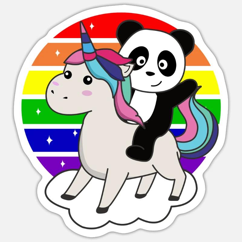 Panda Einhorn Regenbogen Tiere Pandas Einhörner Sticker Größe S (10 x 10 cm)