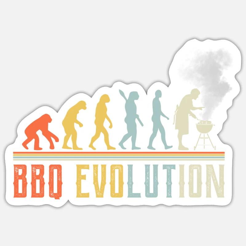 BBQ Evolution Lustiges Zitat Sticker Größe S (10 x 10 cm)