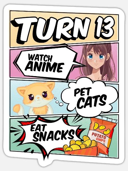 13. Geburtstag Anime Mädchen - Sticker Größe S (10 x 10 cm) - Mattweiß