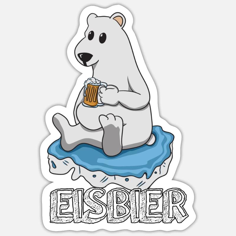 Eisbier Eisbär Bier Geschenk - Sticker Größe S (10 x 10 cm) - Mattweiß