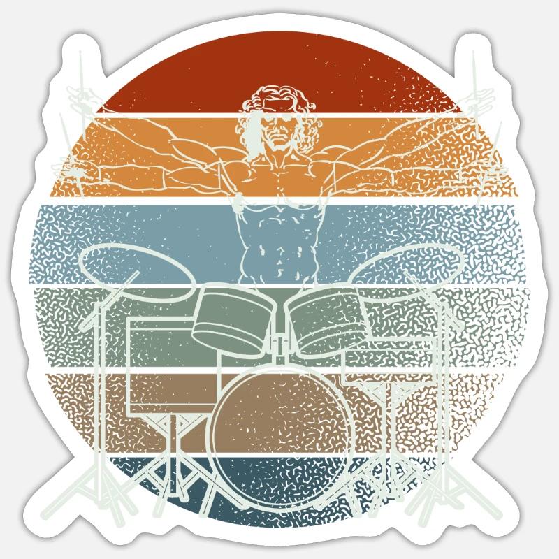 Vitruvian Drummer Drummer Legend - Sticker size S (10 x 10 cm) - white matte