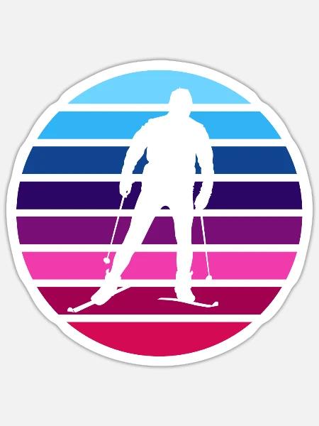Ski Langlauf Langläufer - Sticker Größe S (10 x 10 cm) - Mattweiß
