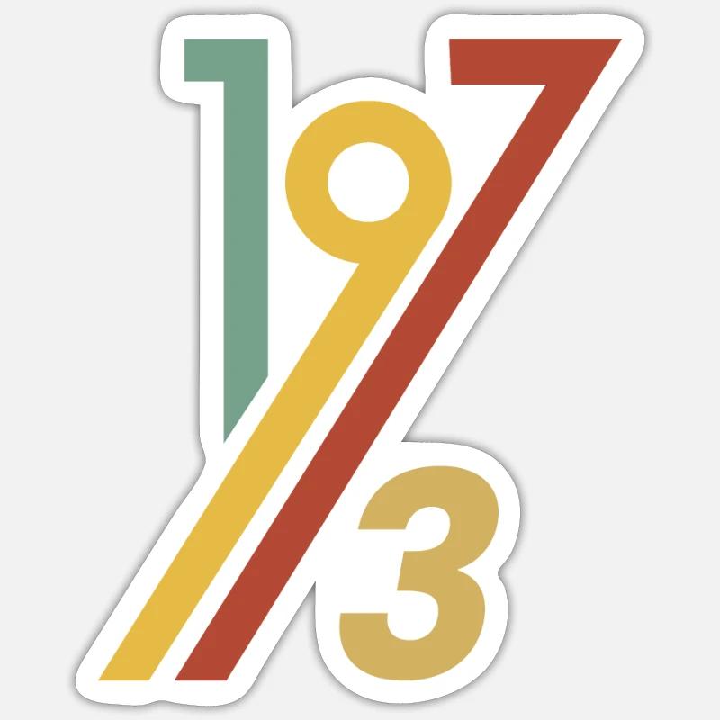 Retro 1973 Cool 70s Throwback Old School Vintage - Sticker Größe S (10 x 10 cm) - Mattweiß