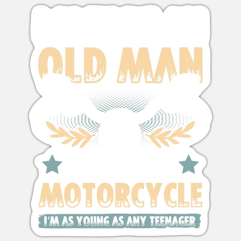 Motorcycle old man Sticker size S (10 x 10 cm)