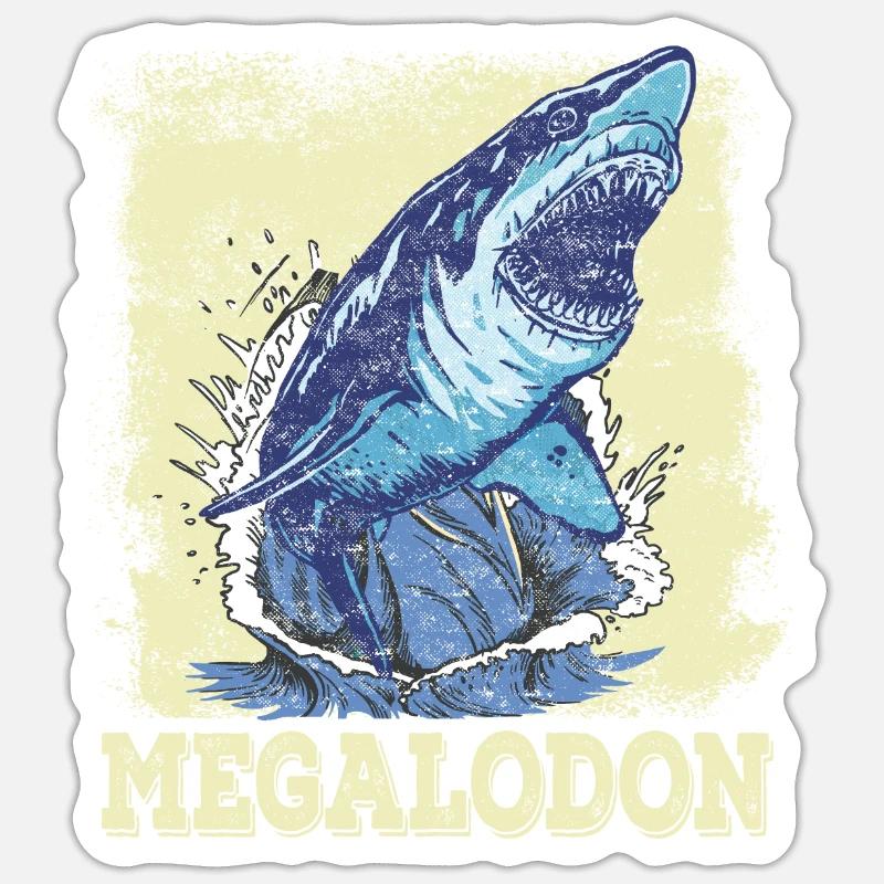 Megalodon - Sticker taille S (10 x 10 cm) - blanc mat