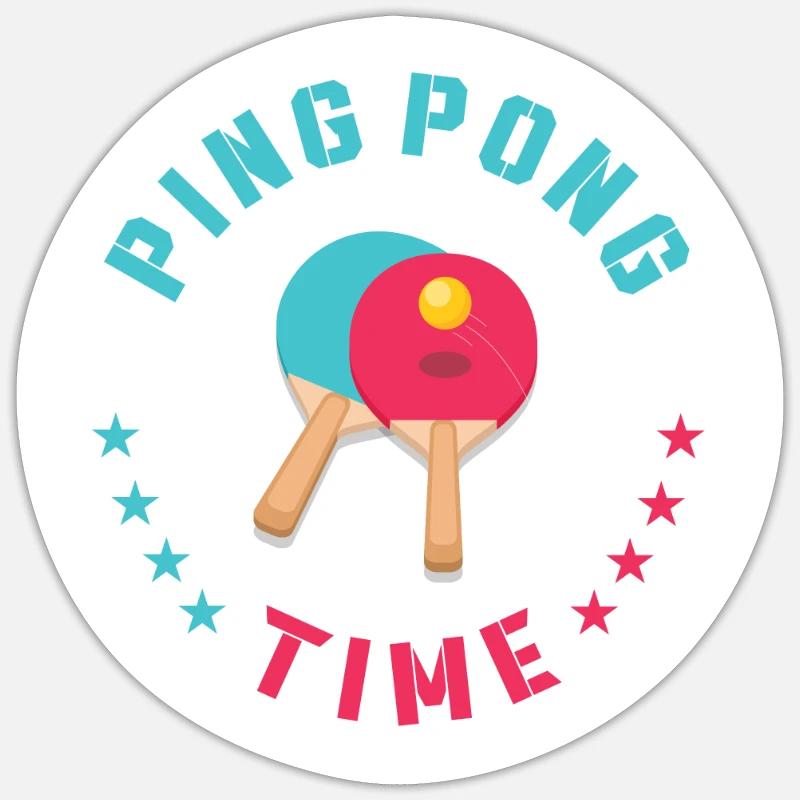 Ping Pong Zeit - Sticker Größe S (10 x 10 cm) - Mattweiß