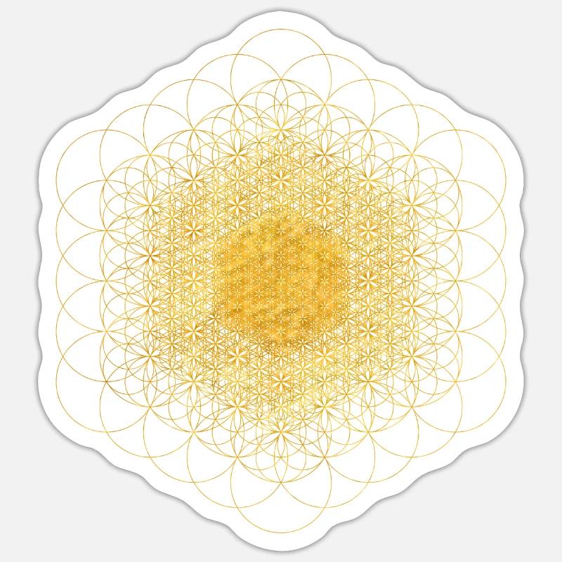 Fraktale dimensionale Blume des Lebens - Sticker Größe S (10 x 10 cm) - Mattweiß