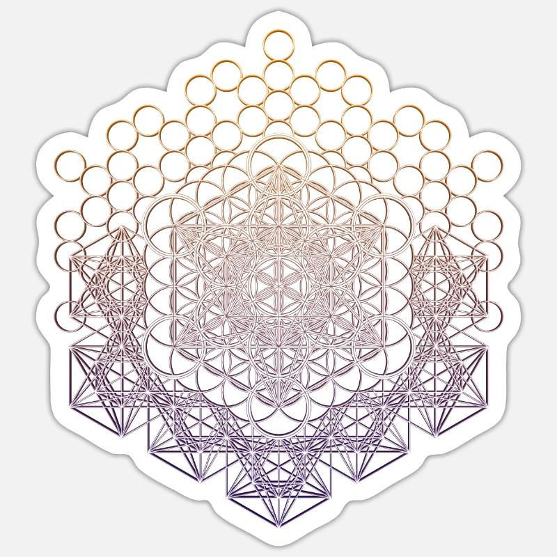 Métatrons Cube Géométrie Sacrée Connectée - Sticker taille S (10 x 10 cm) - blanc mat