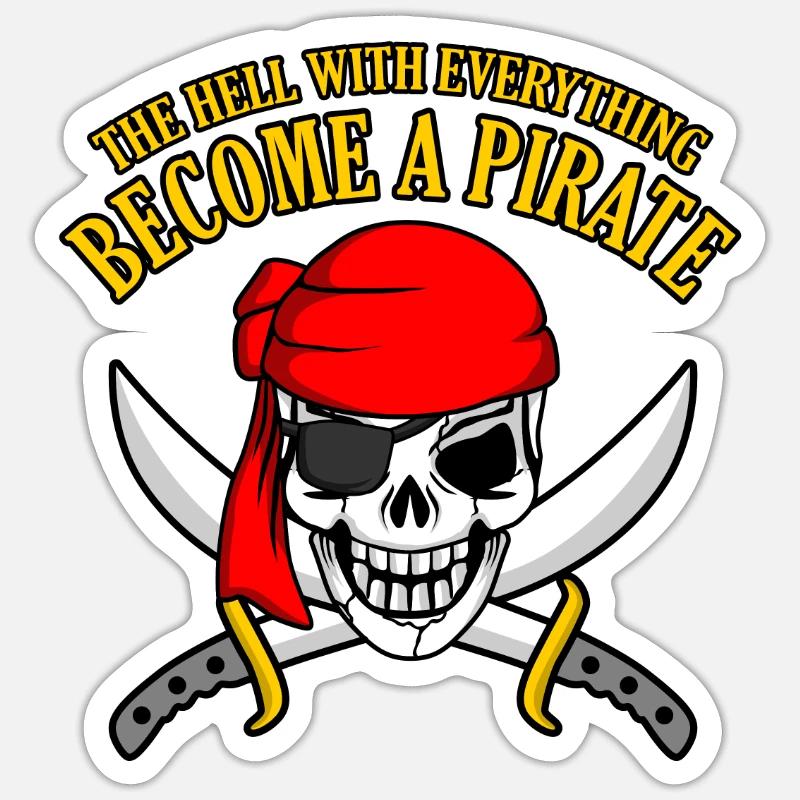 Pirate - Sticker taille S (10 x 10 cm) - blanc mat