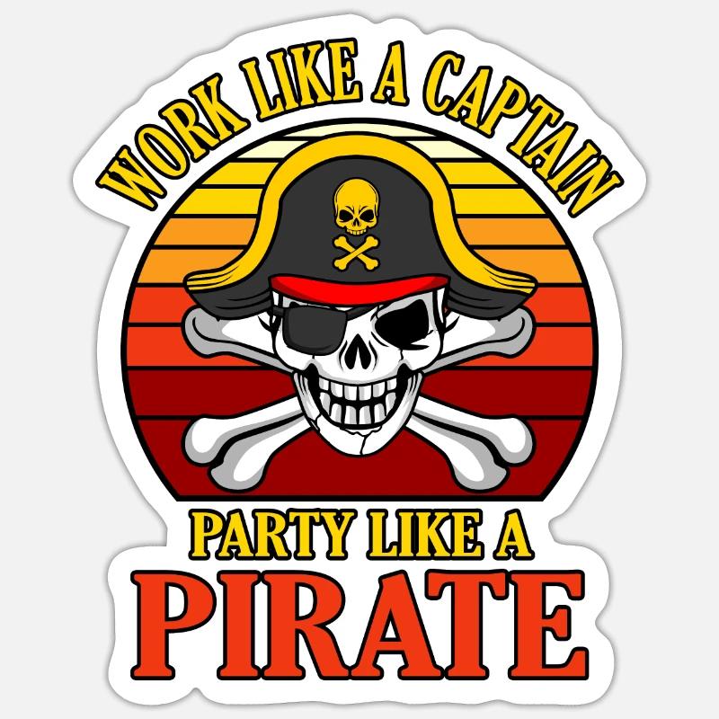 Pirate - Sticker taille S (10 x 10 cm) - blanc mat