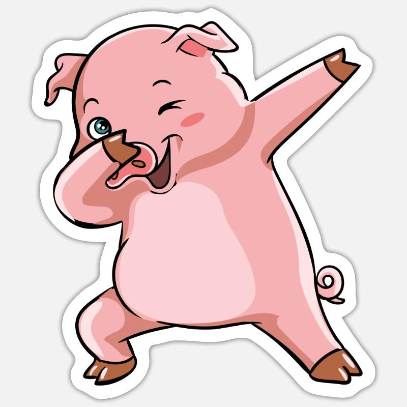 Dabbing Schwein Sieger Sau - Sticker Größe S (10 x 10 cm) - Mattweiß