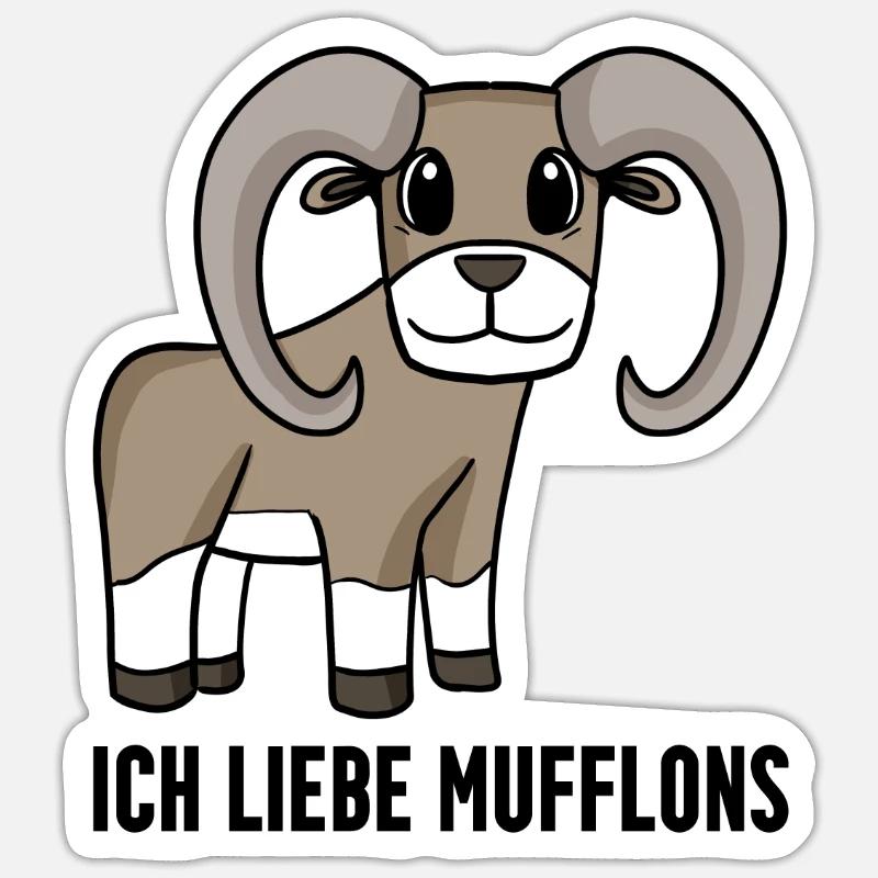 Mufflon Wildschaf Sticker Größe S (10 x 10 cm)