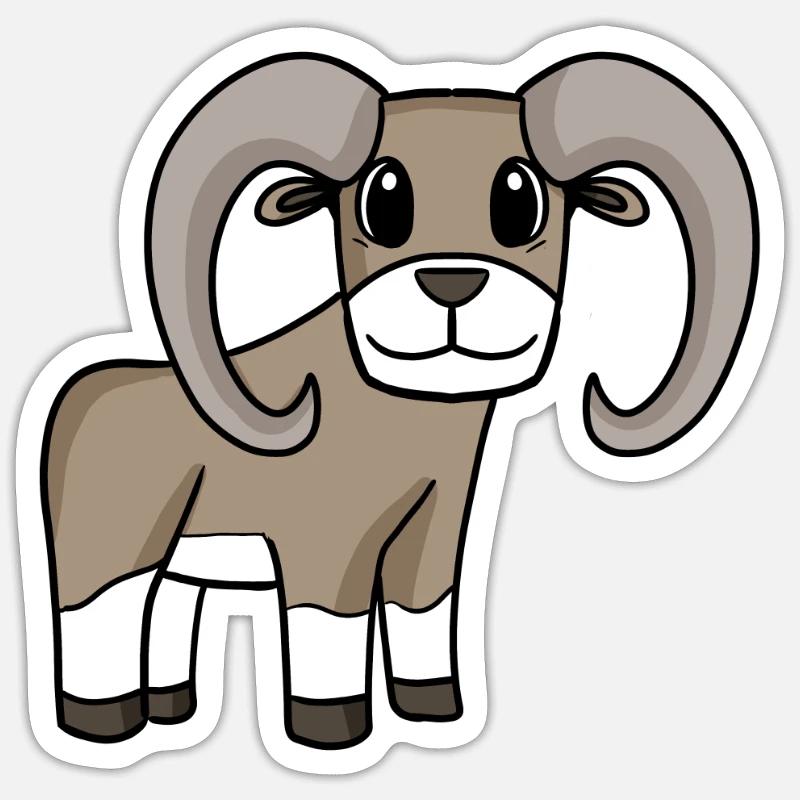 Mouton sauvage Mufflon - Sticker taille S (10 x 10 cm) - blanc mat