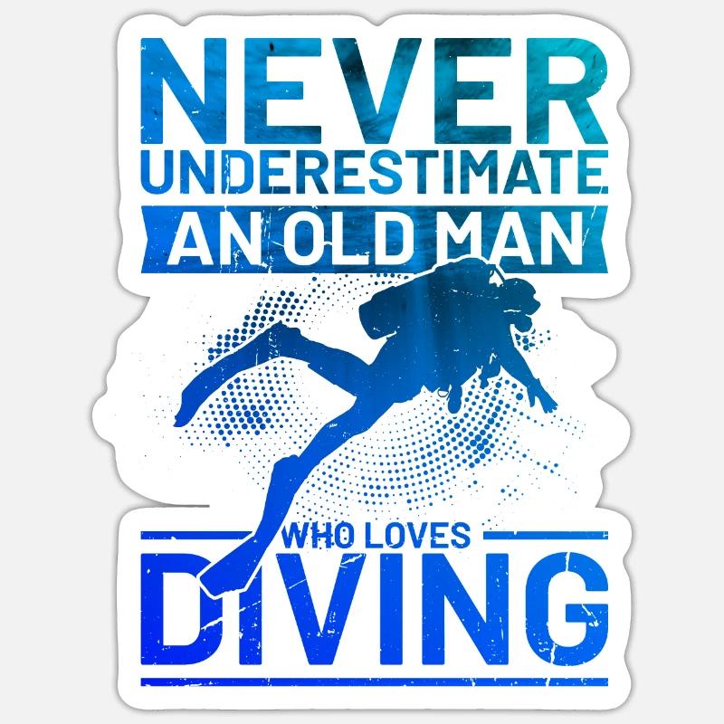 Scuba Diver Dicton Hommes Plongeurs - Sticker taille S (10 x 10 cm) - blanc mat