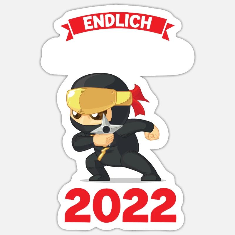 Schulkind 2022 Einschulung Ninja Geschenk Sticker Größe S (10 x 10 cm)