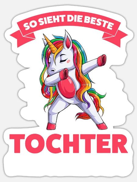 Tochter Einhorn Töchter Geschenk - Sticker Größe S (10 x 10 cm) - Mattweiß