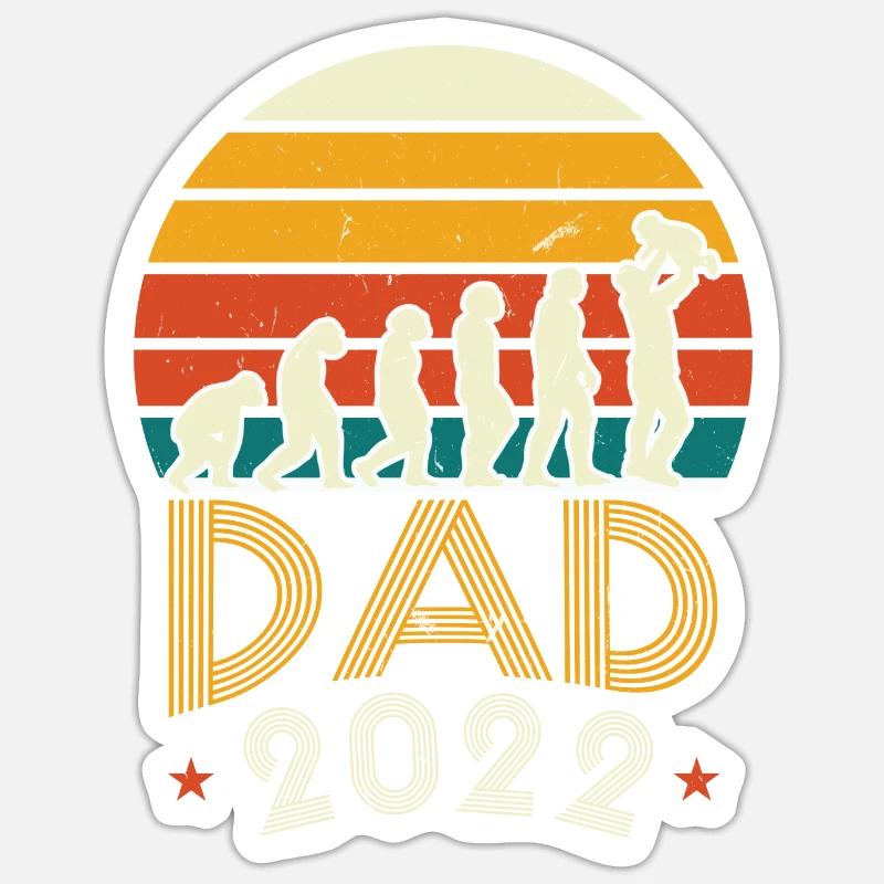Dad 2022 Evolution Of A Dad Funny Dad - Sticker size S (10 x 10 cm) - white matte