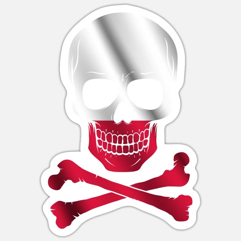 Drapeau de la Pologne - Sticker taille S (10 x 10 cm) - blanc mat