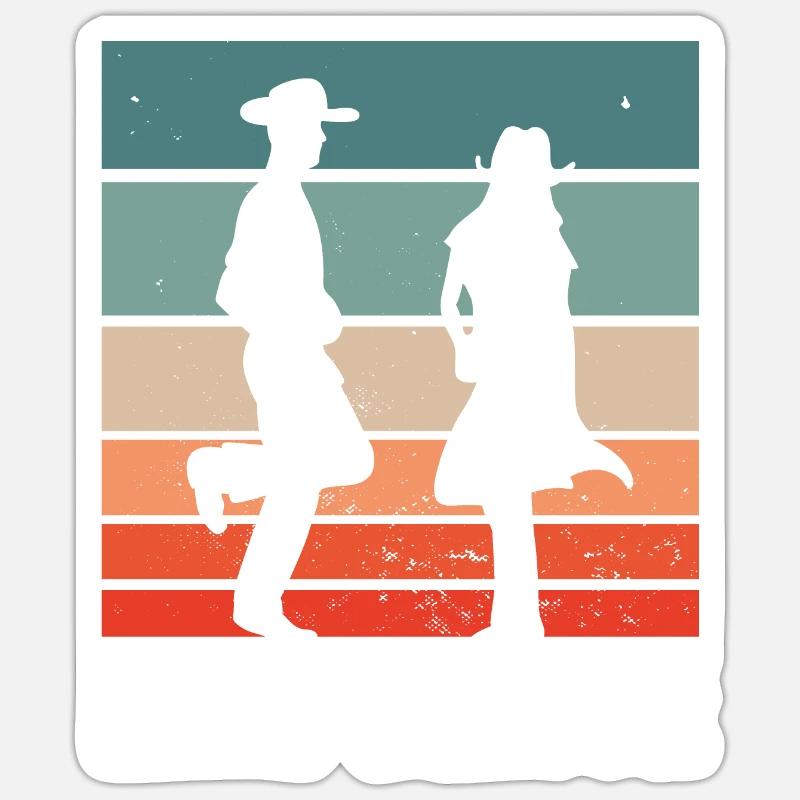 Line Dance Linedance Motif - Sticker taille S (10 x 10 cm) - blanc mat