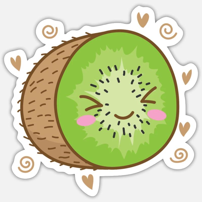 Kiwi tranché fruit fruit animal - Sticker taille S (10 x 10 cm) - blanc mat