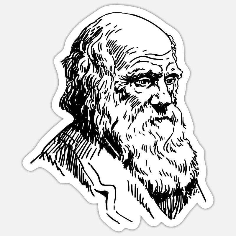 Porträt Darwin Biologie Evolutionstheorie - Sticker Größe S (10 x 10 cm) - Mattweiß