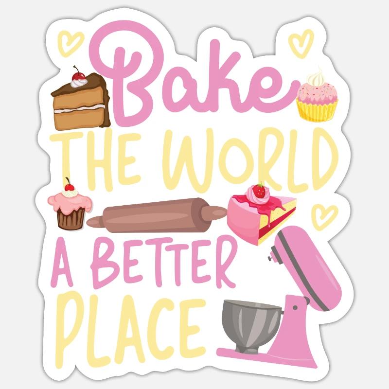 Bake Baking Beater Bake The World - Sticker size S (10 x 10 cm) - white matte