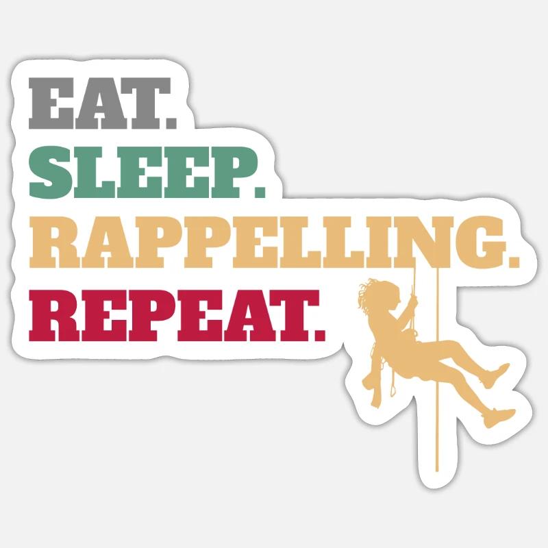 Eat Sleep Rappelling Repeat - Sticker size S (10 x 10 cm) - white matte