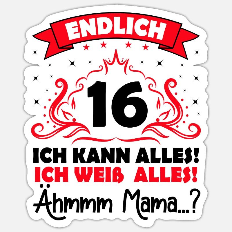 16 Geburtstag Mädchen Junge Fun Geschenk lustig Sticker Größe S (10 x 10 cm)