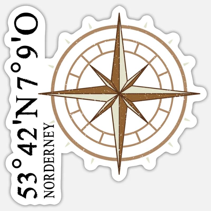 Île Norderney Coordinates Sticker taille S (10 x 10 cm)