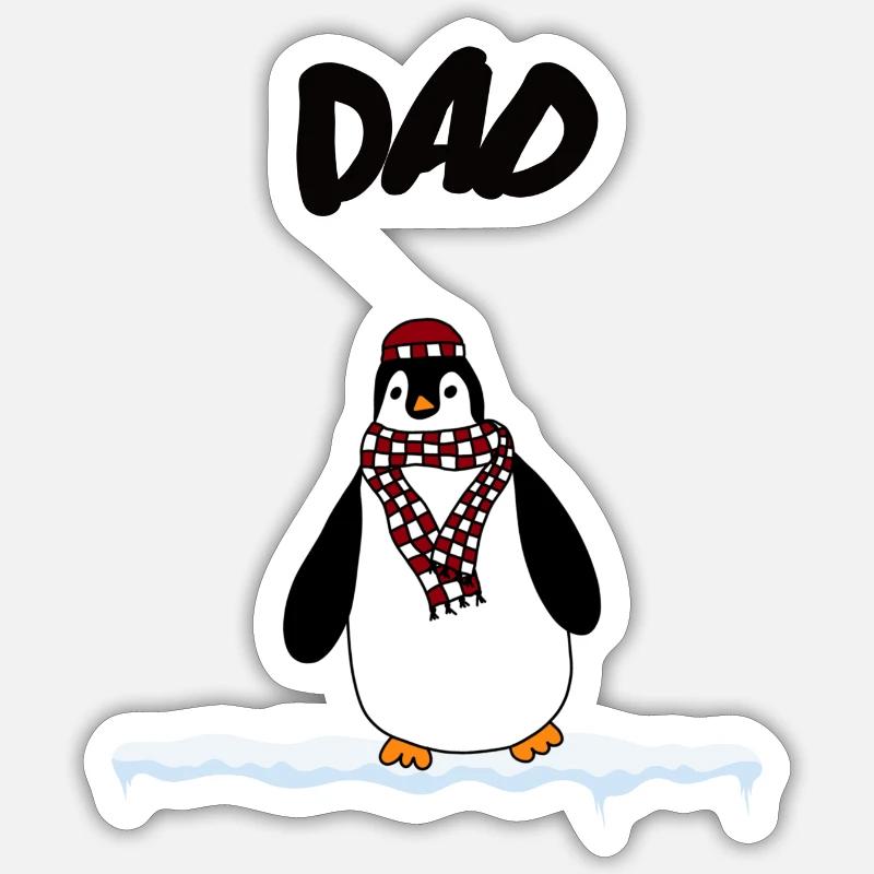 Papa Pingouin - Sticker taille S (10 x 10 cm) - blanc mat