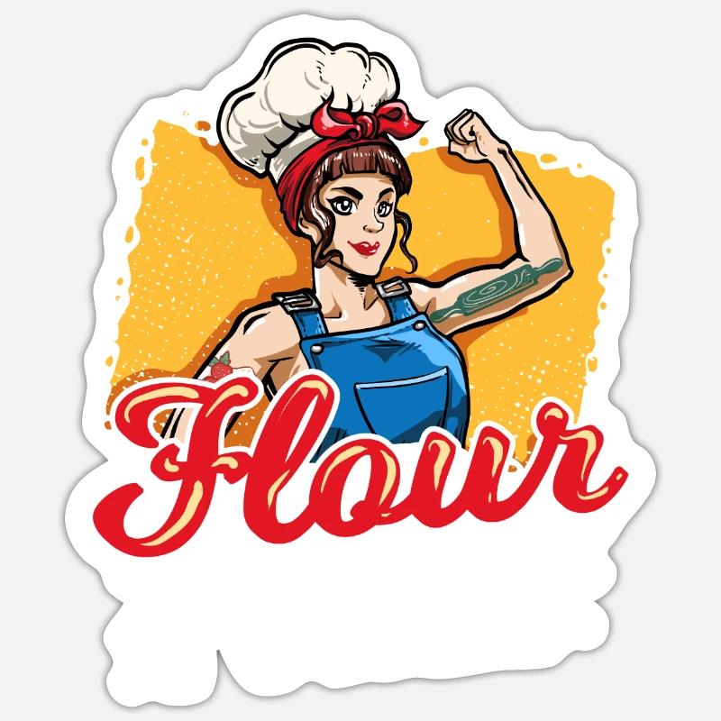 Flour Power Baking Pastry Chef Funny Baker Sticker size S (10 x 10 cm)
