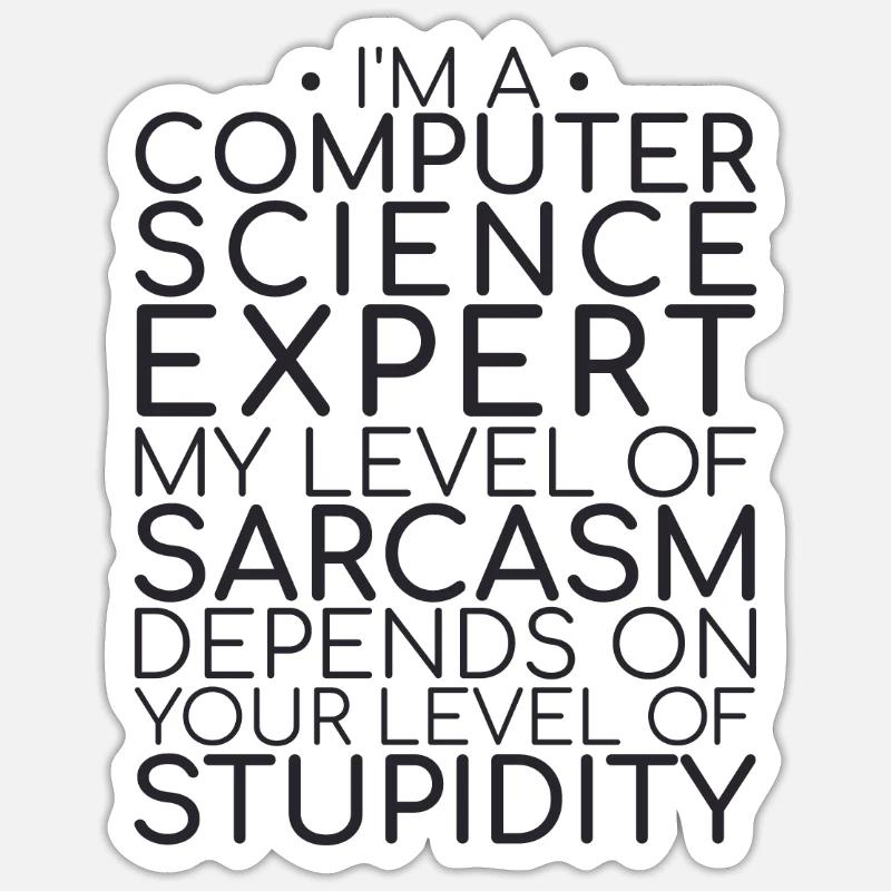« Sarcasme d’expert en informatique | Informatique » Sticker taille S (10 x 10 cm)