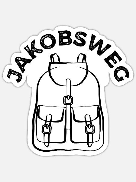Jakobsweg - Wandern - Pilgern - Wanderer, Pilgerer - Sticker Größe S (10 x 10 cm) - Mattweiß