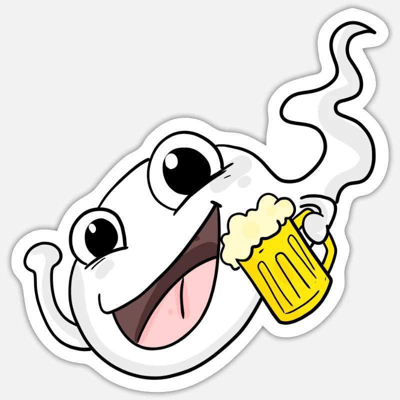 Sperm with beer - Sticker size S (10 x 10 cm) - white matte