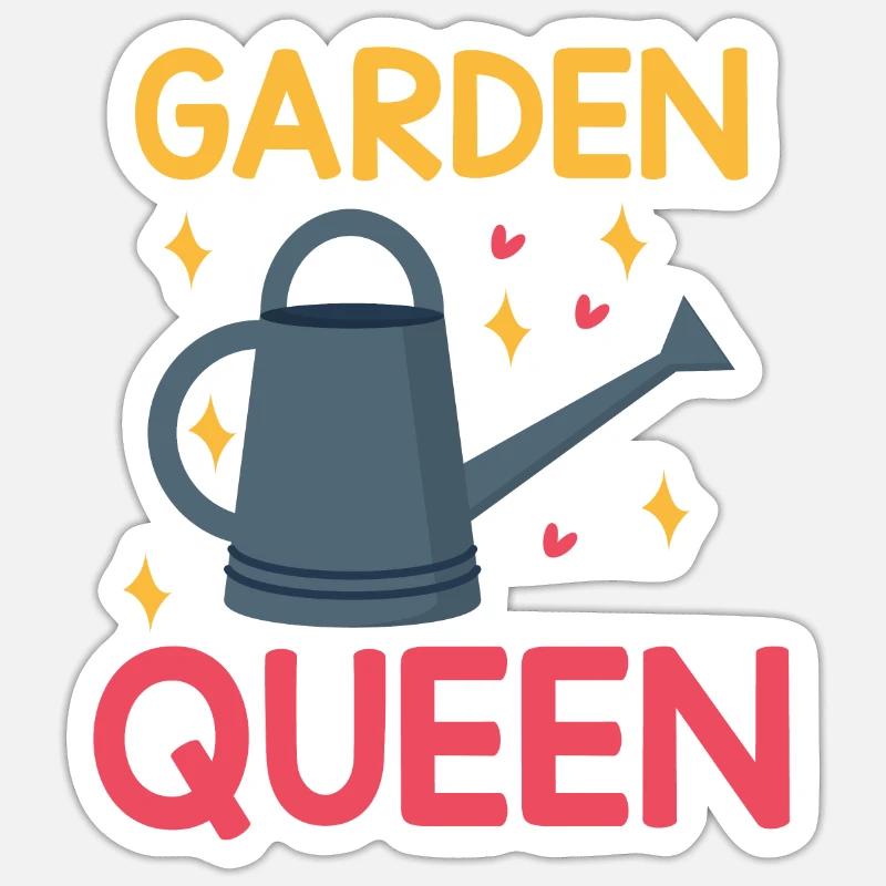 Garten Zitat Garten Queen - Sticker Größe S (10 x 10 cm) - Mattweiß