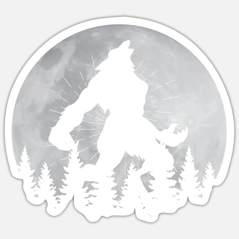 Werwolf Moon Full Moon Werwolf Howling Werwolf - Sticker Größe S (10 x 10 cm) - Mattweiß