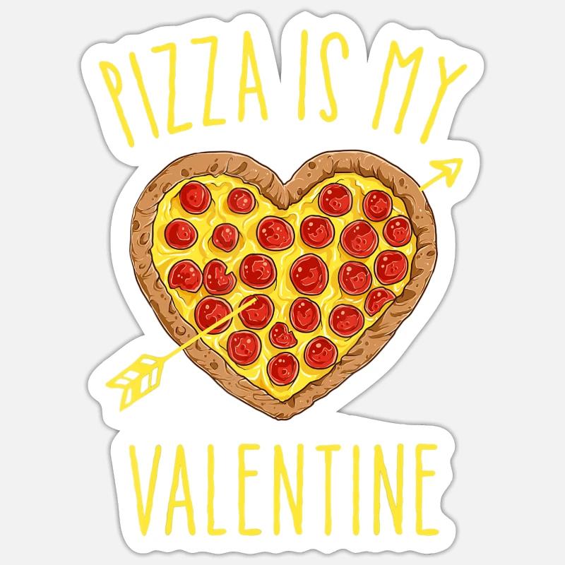 Valentinstag Pizza Herz - Sticker Größe S (10 x 10 cm) - Mattweiß