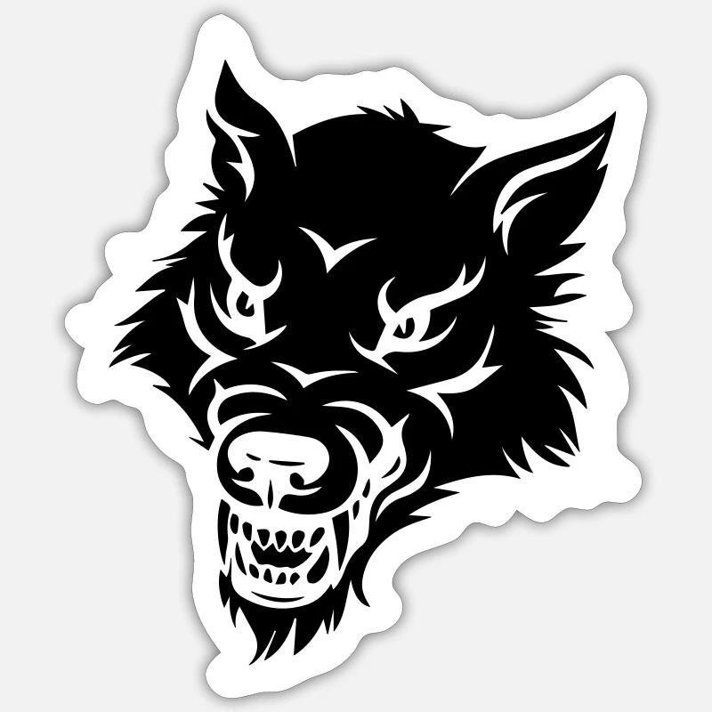 loup - Sticker taille S (10 x 10 cm) - blanc mat
