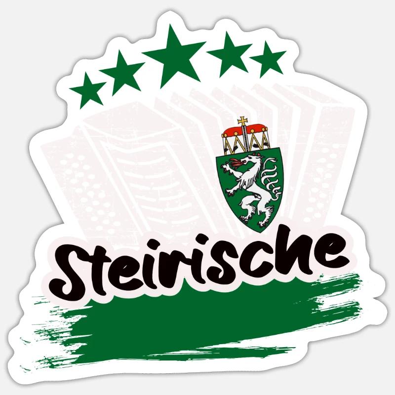 Steirische Harmonika - Sticker Größe S (10 x 10 cm) - Mattweiß