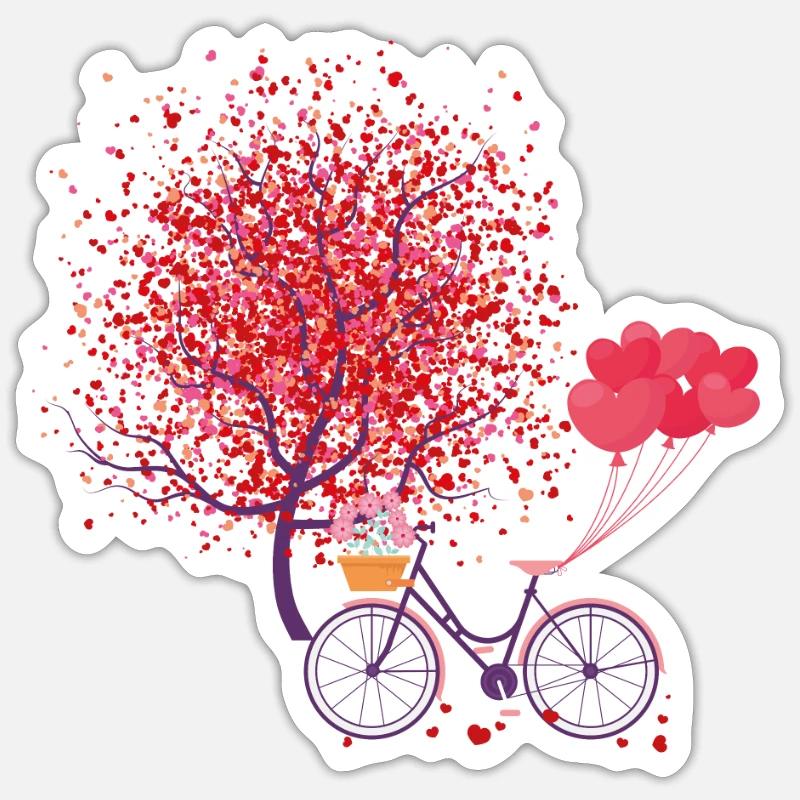 Romantique Saint-Valentin Tree Hearts - Sticker taille S (10 x 10 cm) - blanc mat