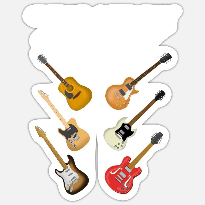 Guitare - Sticker taille S (10 x 10 cm) - blanc mat