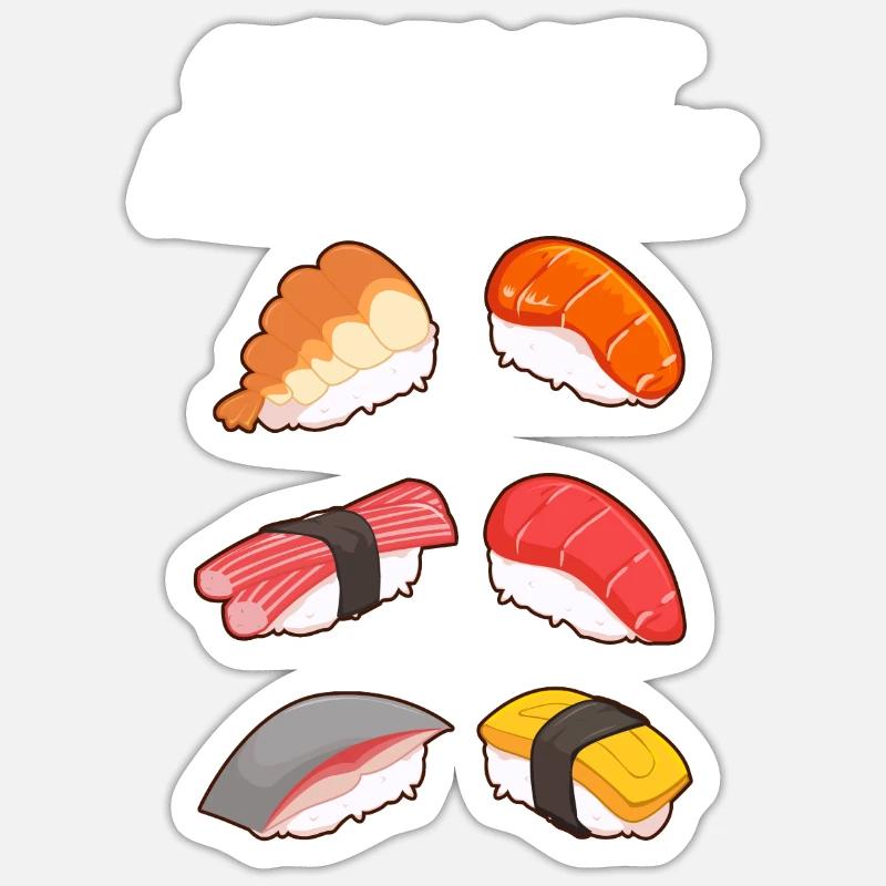 Six-pack sushi Sticker size S (10 x 10 cm)