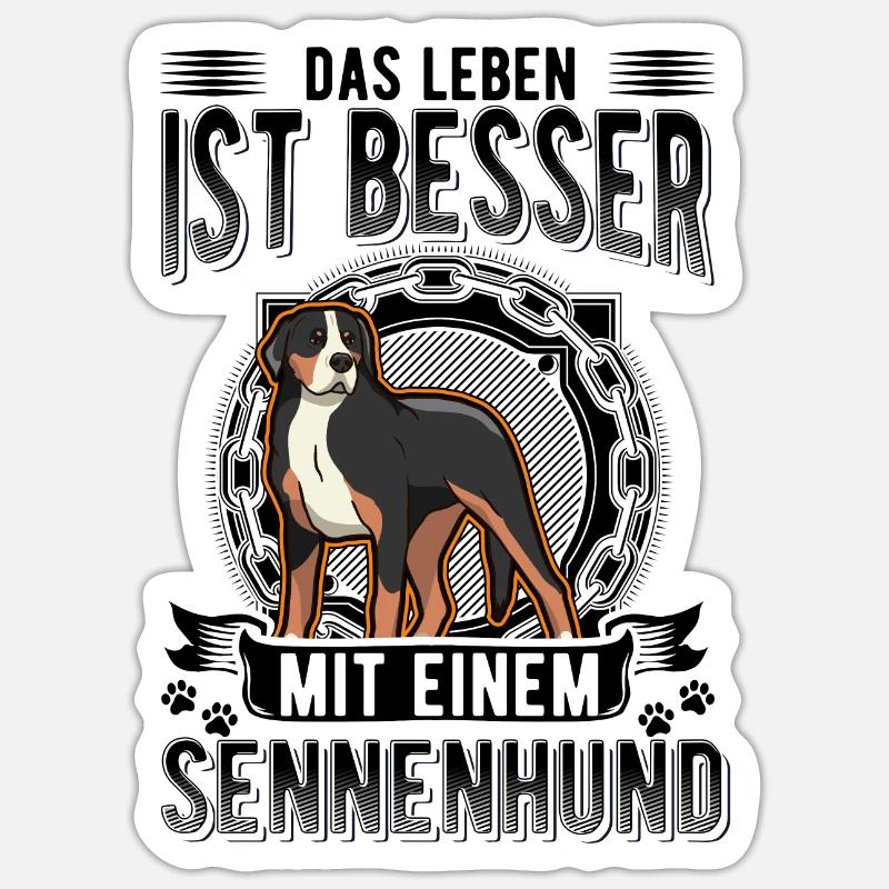 Großer Schweizer Sennenhund - Sticker Größe S (10 x 10 cm) - Mattweiß