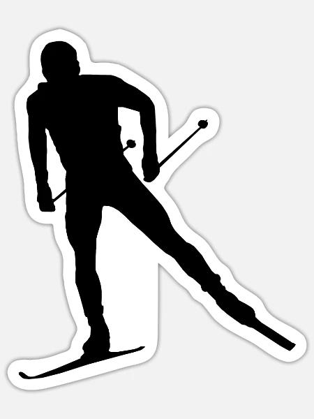Langlauf Classic Herren Langlauf Skating Damen - Sticker Größe S (10 x 10 cm) - Mattweiß