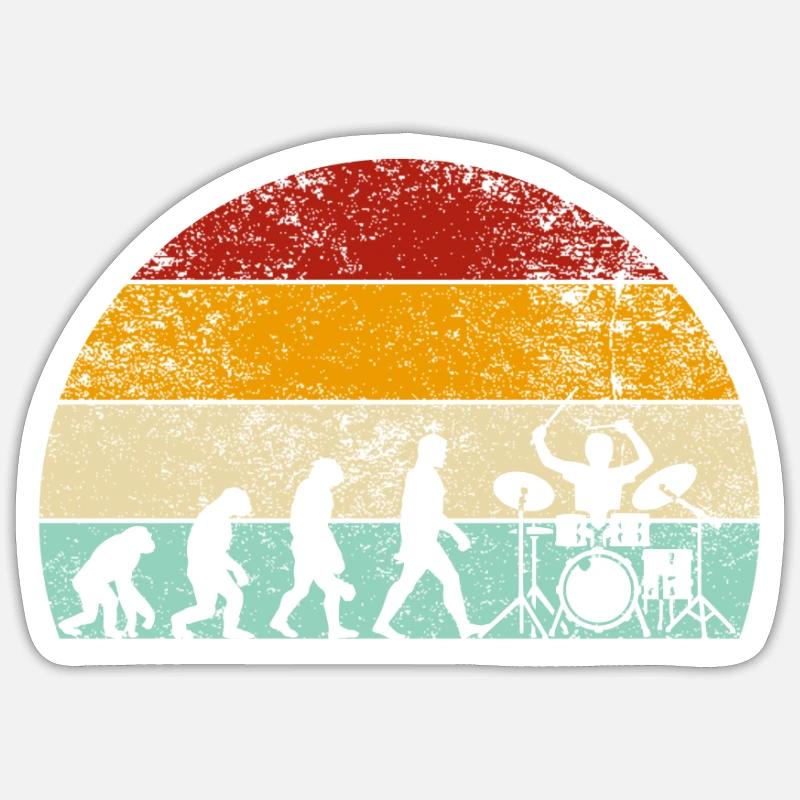 Schlagzeug Evolution Drummer Schlagzeuger - Sticker Größe S (10 x 10 cm) - Mattweiß