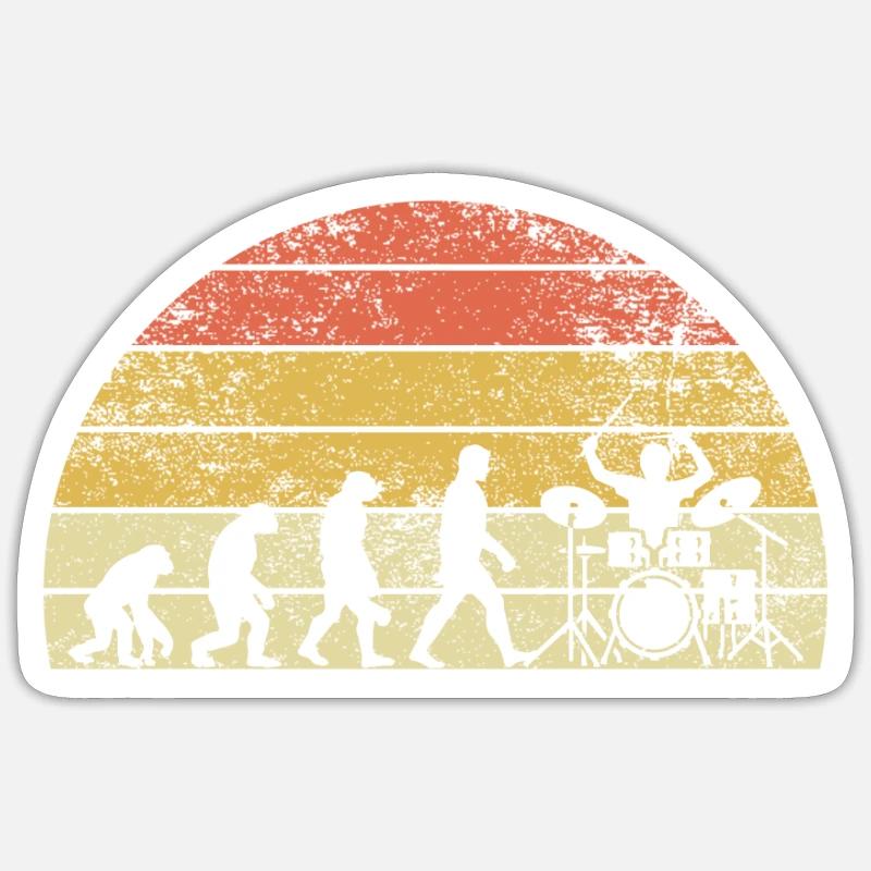 Drummer Evolution Sunset Schlagzeuger Sticker Größe S (10 x 10 cm)