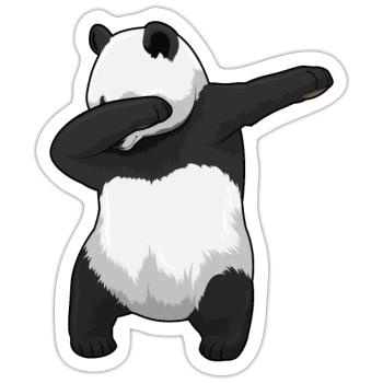 Panda Hip Hop Tanz - Sticker Größe S (10 x 10 cm) - Mattweiß - Vorne