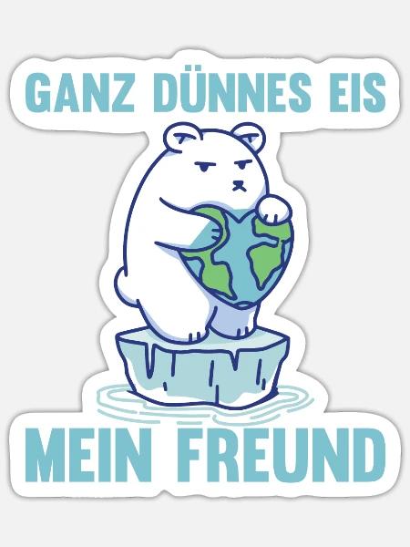 Eisbär dünnes Eis mein Freund lustig - Sticker Größe S (10 x 10 cm) - Mattweiß